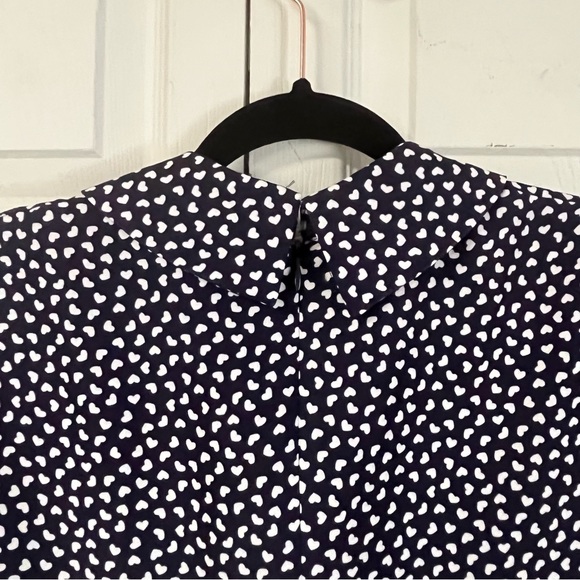 ALEXIA ADMOR Midi Heart Pattern Fit & Flare Collared Navy & White Dress Size 6 - Picture 10 of 16